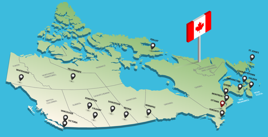isometric illustration of a map of Canada