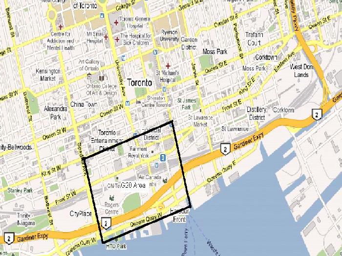 Map of the Toronto G20 Summit Area