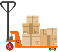 brown shipment packages on a lift