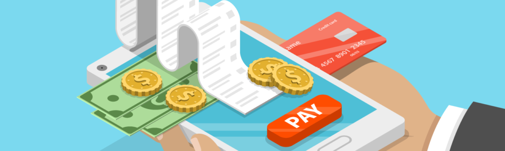 online payment method illustration on a smartphone 