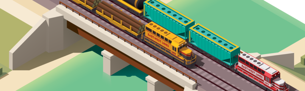 Railway transportation of goods from point a to point b